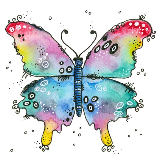 QU-00005 quadratische Karte Schmetterling