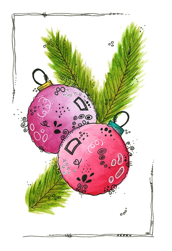 RE00003 A5 Kllappkarte Christbaumkugeln